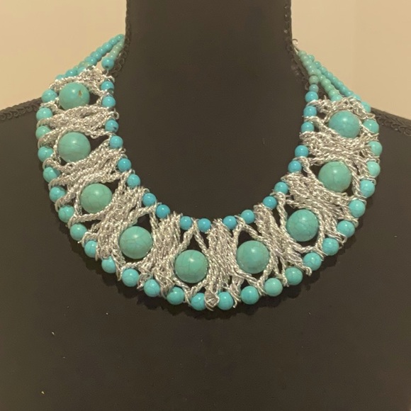 Statement Turquoise Necklace w Earrings - Picture 2 of 4